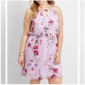MAURICES Purple Lavender Floral Keyhole Tank Dress Women's Plus Size 1XL 16/18